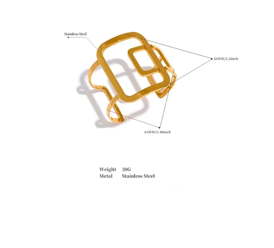Out Of The Box Cuff Bracelet - 18K Gold Coated