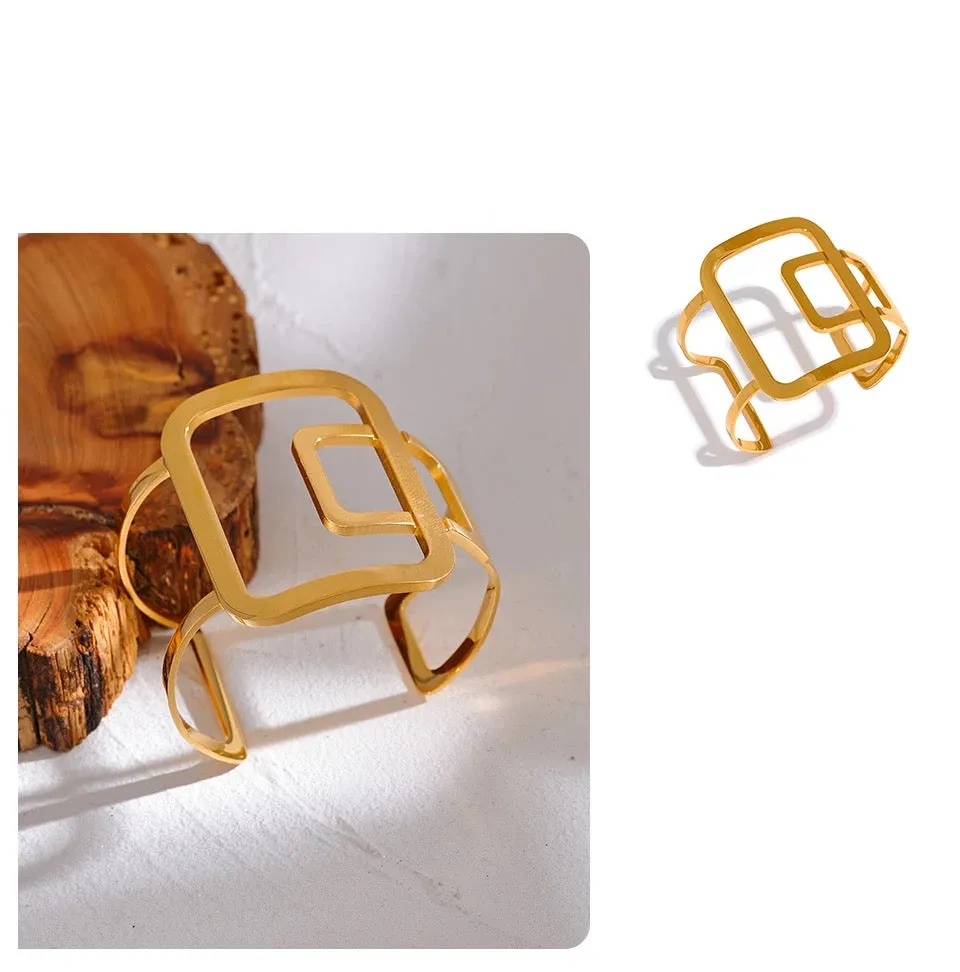Out Of The Box Cuff Bracelet - 18K Gold Coated