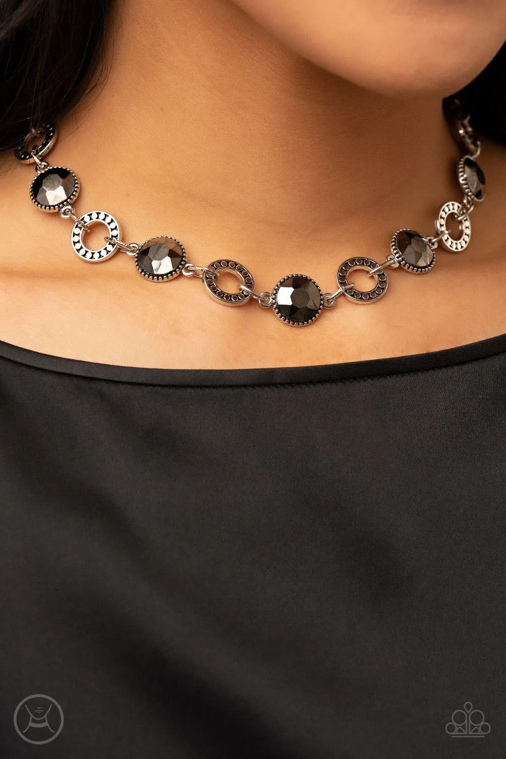 Paparazzi Rhinestone Rollout - Silver Necklace  P2IN-SVXX-258XX