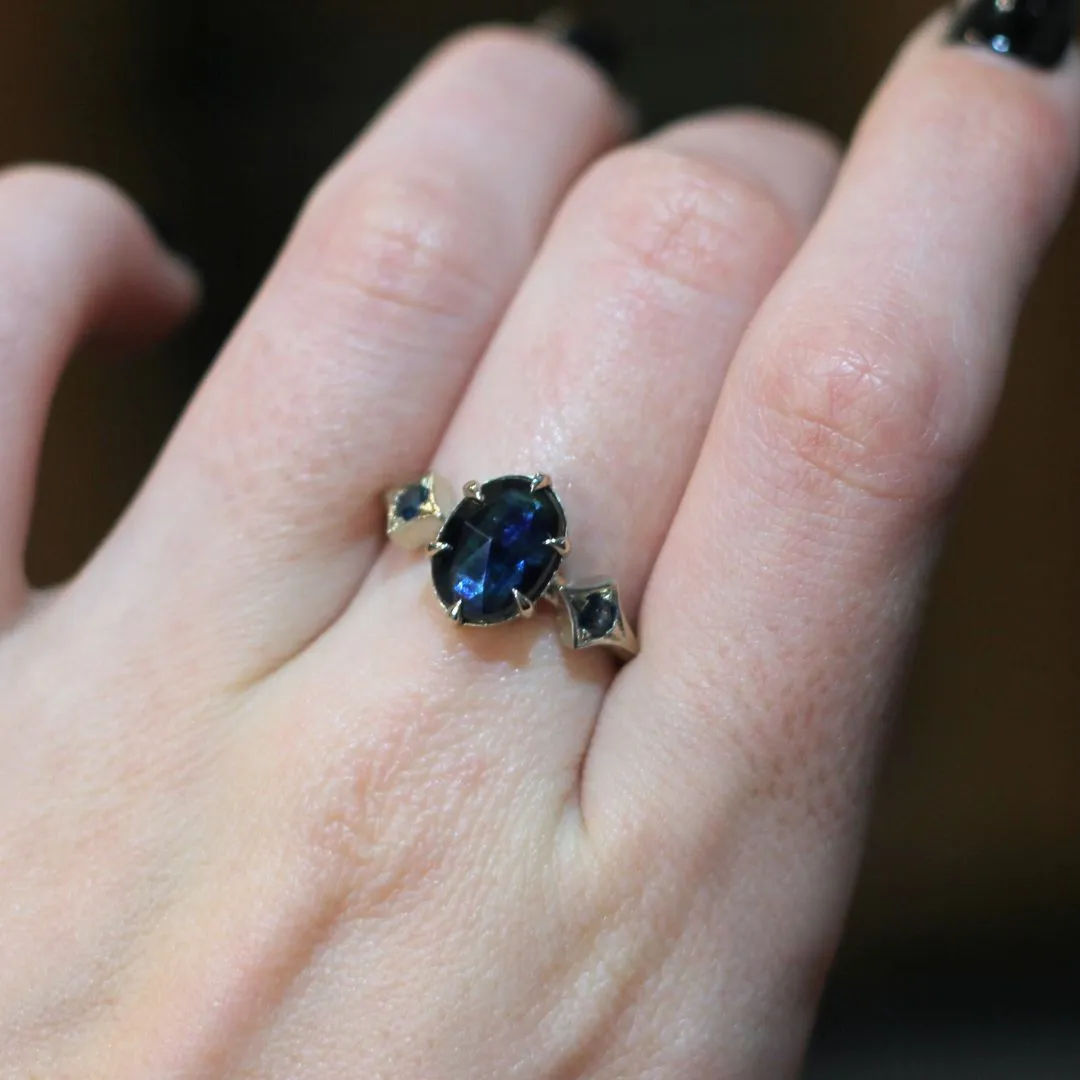 Parti Blue Sapphire Engagement Ring