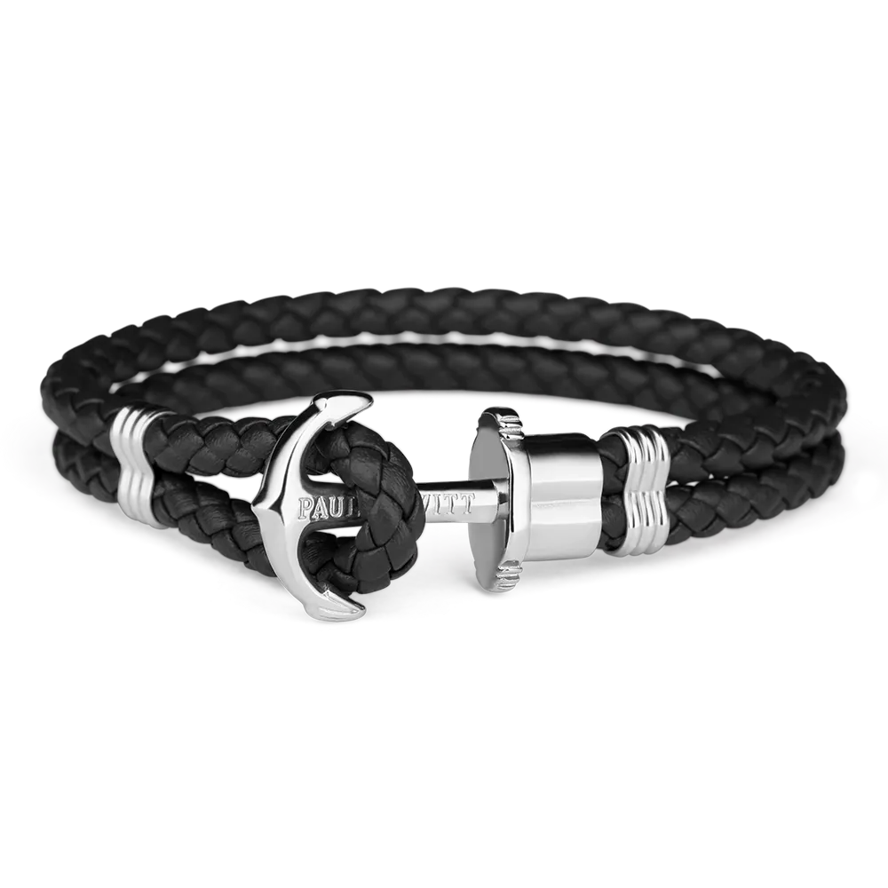 Paul Hewitt Phrep Leather Black / Silver Bracelet - S