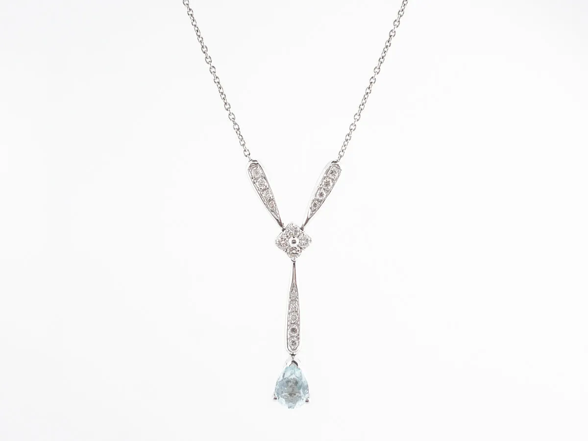 Pear Cut Aquamarine Necklace in 14k White Gold