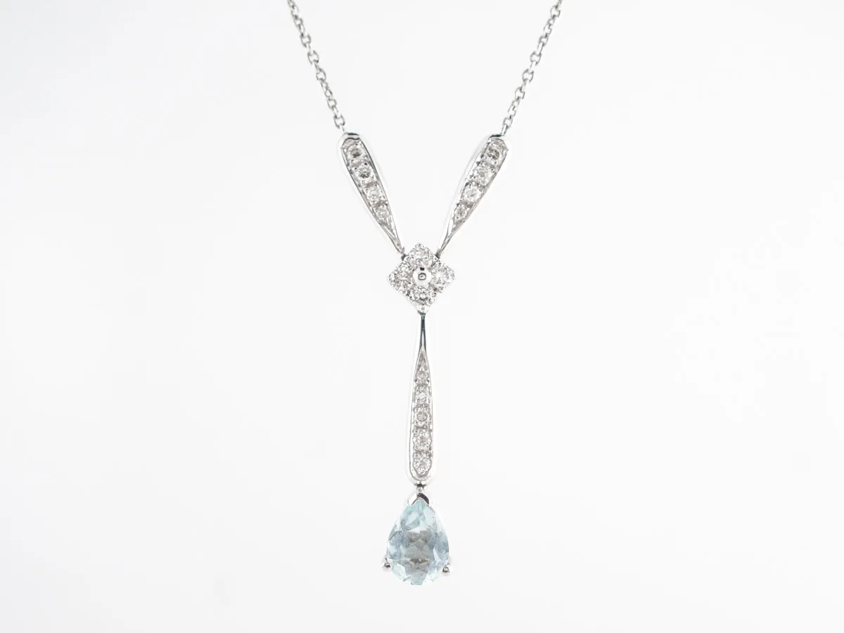 Pear Cut Aquamarine Necklace in 14k White Gold