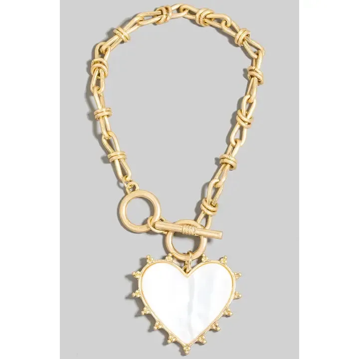Pearl Heart Toggle Bracelet