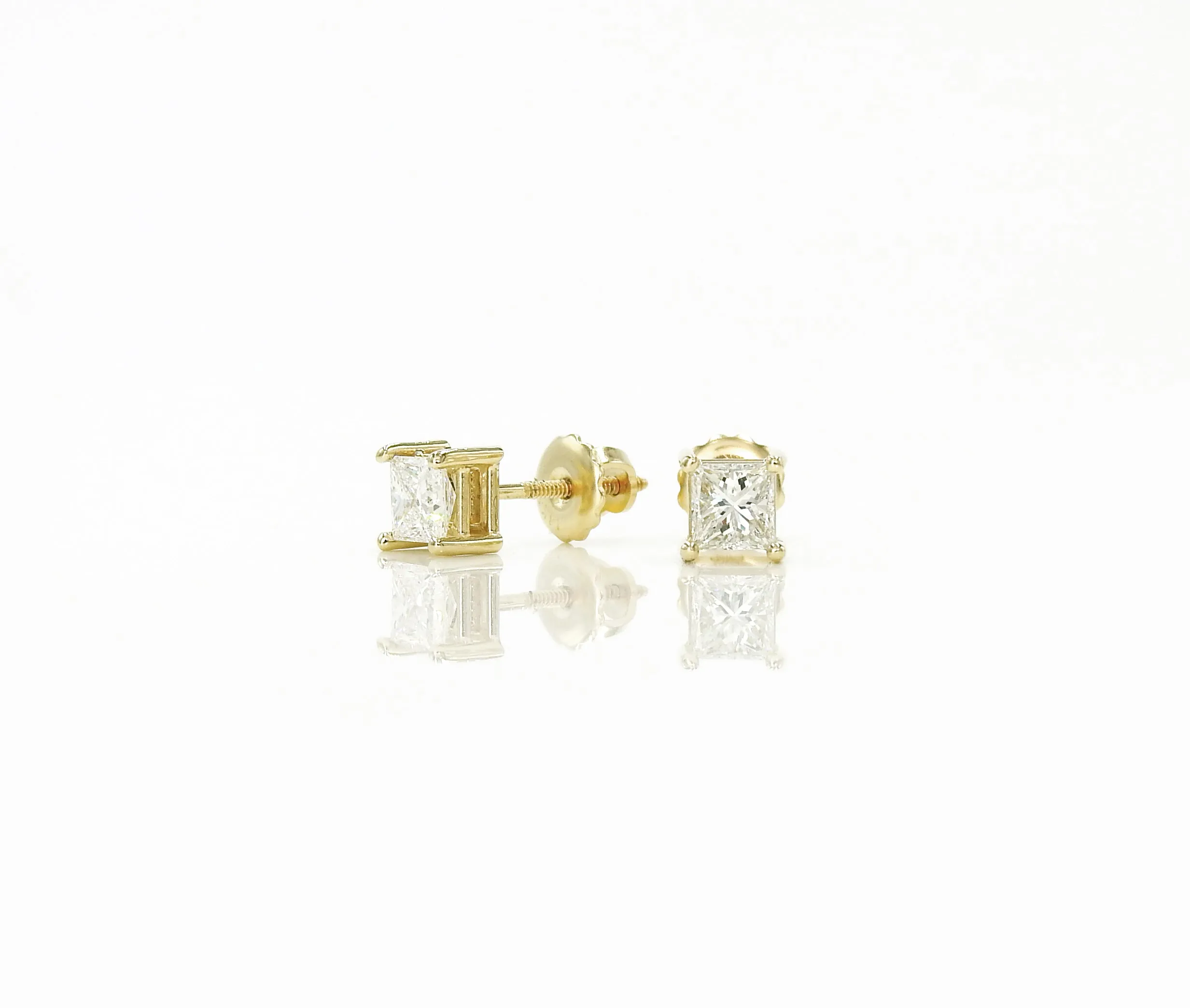 Princess cut diamond studs