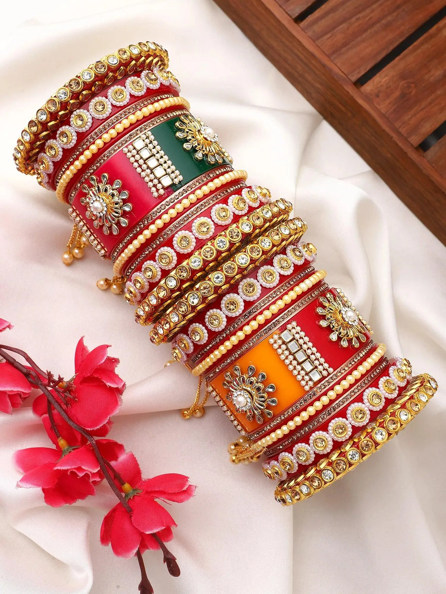 Rajasthani Bridal Chuda with Latkans, Traditional Rajwadi Bangle Set