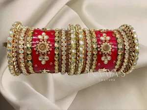 Rajwadi Bangles with Kundan Chuda, Padmavati Chuda, Wedding Chuda, Traditional Indian Bridal Chuda, Wedding Chura, Hand Made Bangles Gift