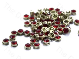 Red Circular Golden Kundan Stones
