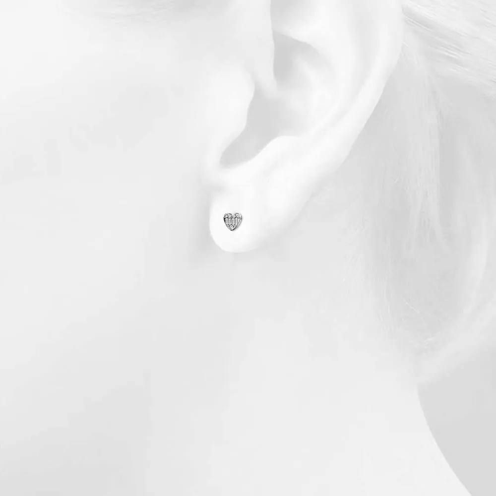 Regal Pulse Diamond Stud Earrings Encased in 18k White Gold