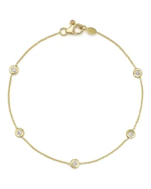 Roberto Coin 18K Yellow Gold 5 Diamond Station Bracelet
