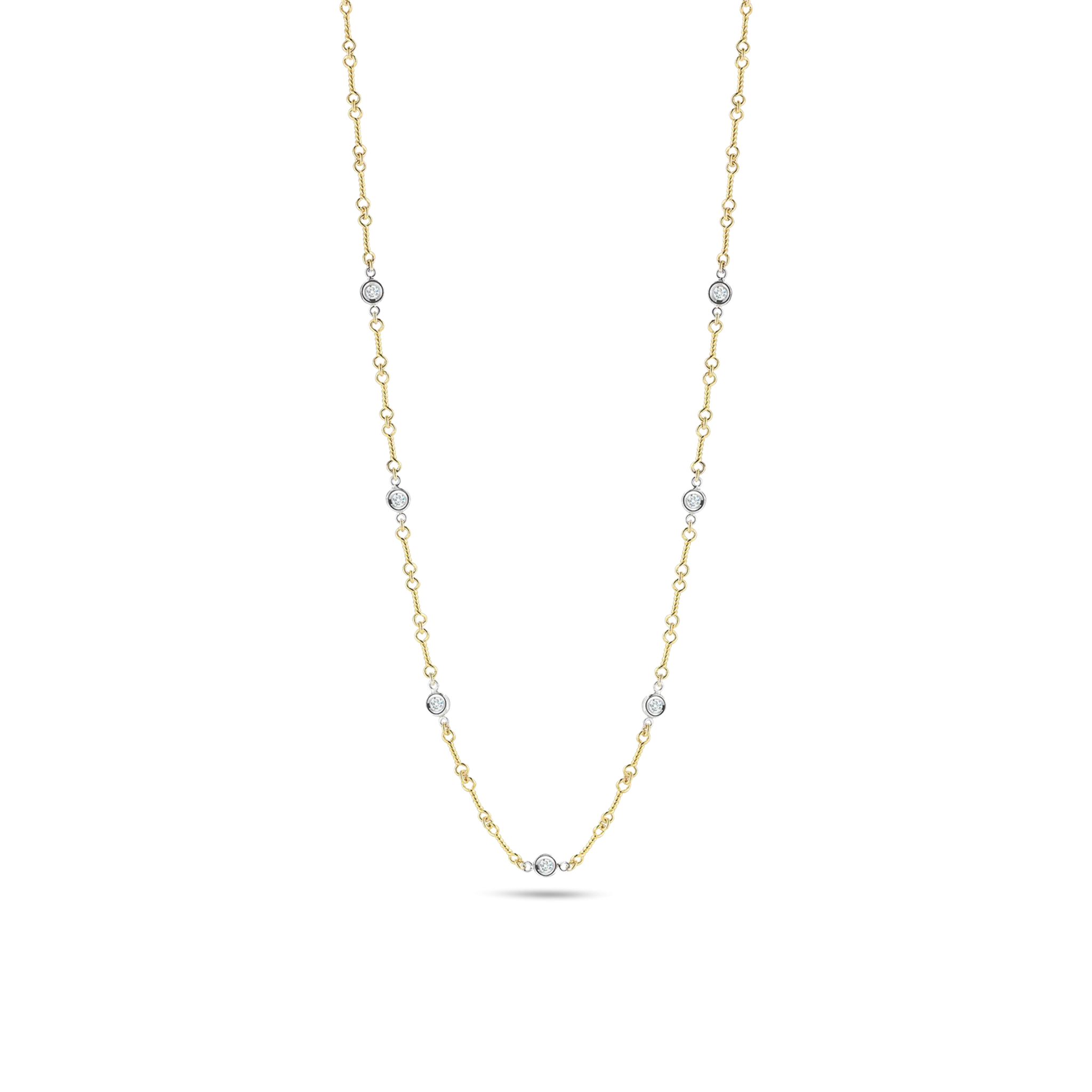 Roberto Coin TwoTOned 7 Stationd Dogbone Necklace with 1/4ct Diamonds