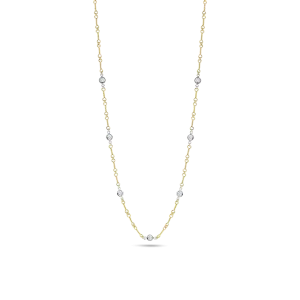 Roberto Coin TwoTOned 7 Stationd Dogbone Necklace with 1/4ct Diamonds