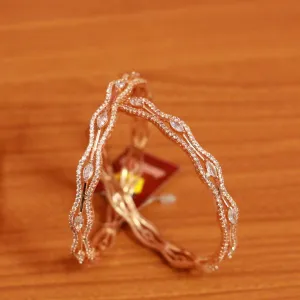 ROSE GOLD DIAMOND LOOK CZ STUDDED BANGLES
