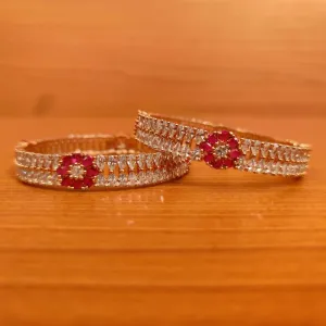 ROSE GOLD DIAMOND LOOK RUBY BANGLE