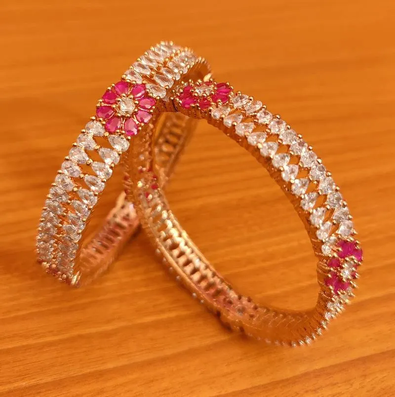 ROSE GOLD DIAMOND LOOK RUBY BANGLE