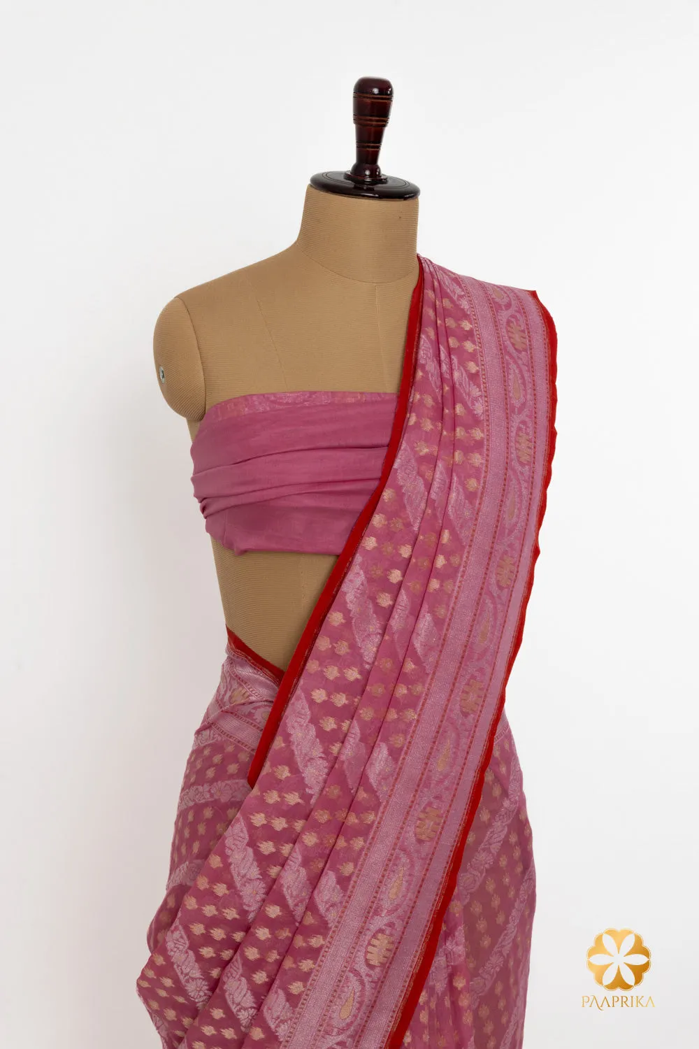 Rose  Handwoven Jamdani Cotton Silk Saree