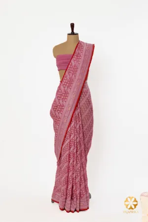 Rose  Handwoven Jamdani Cotton Silk Saree