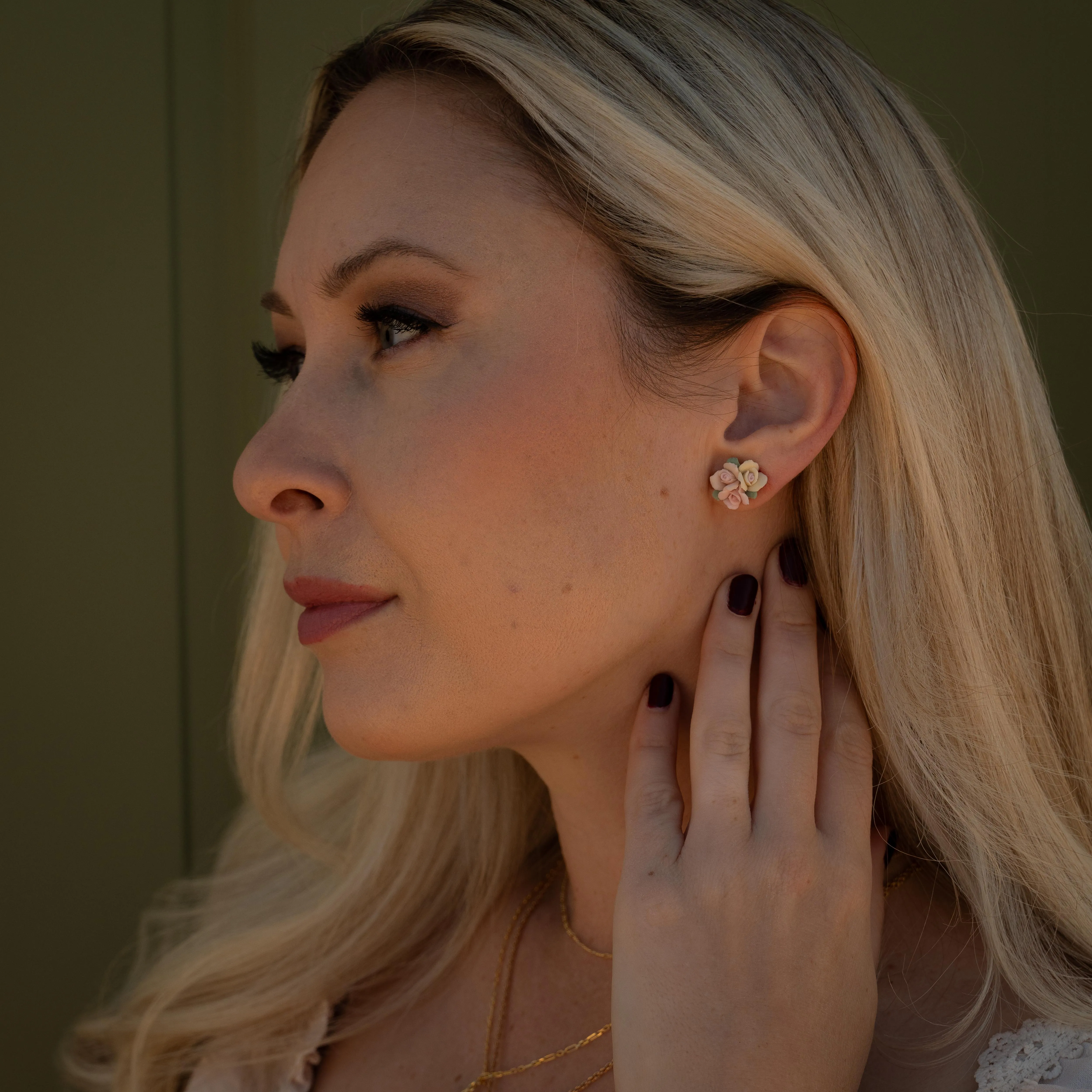 Rose Porcelain Stud Earrings