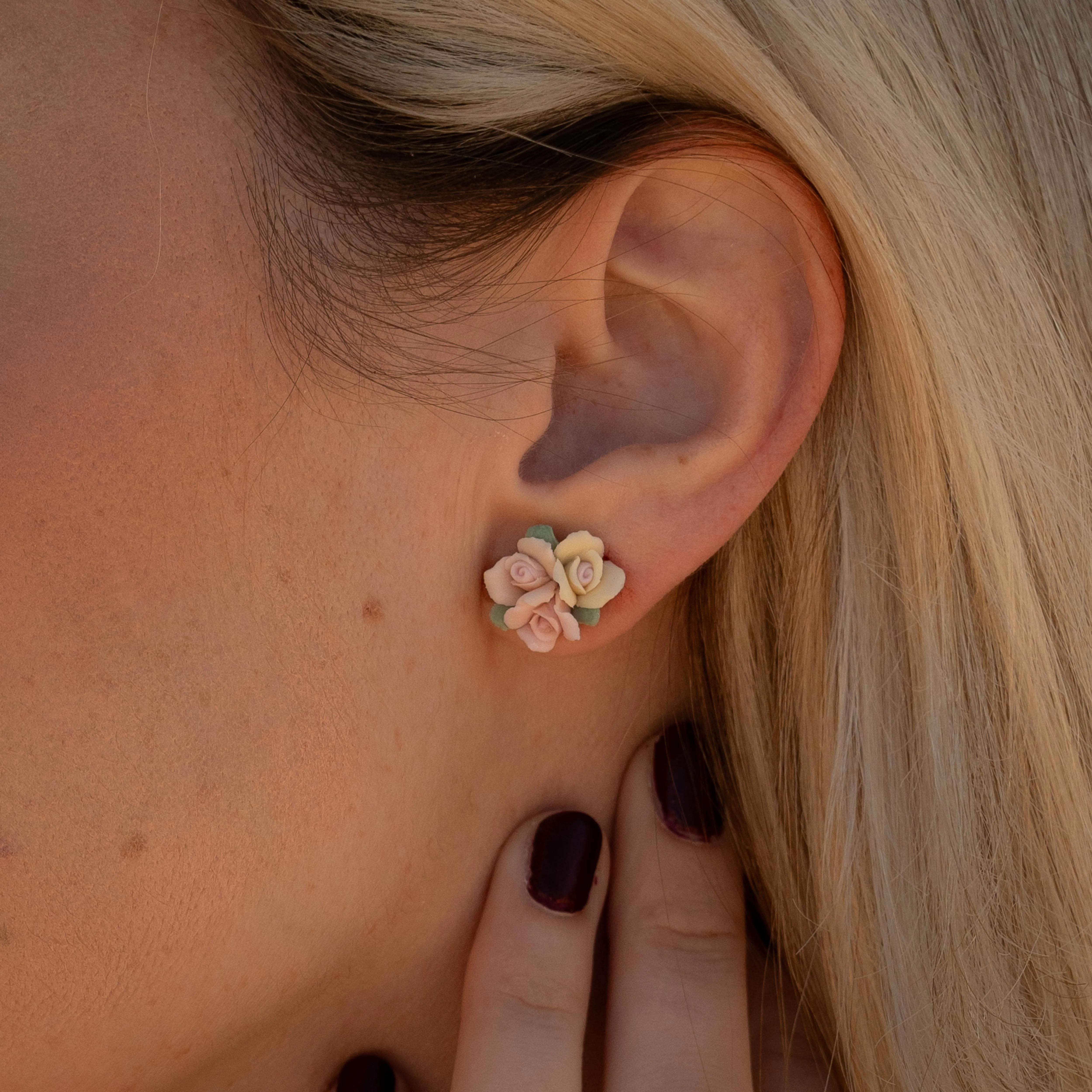 Rose Porcelain Stud Earrings