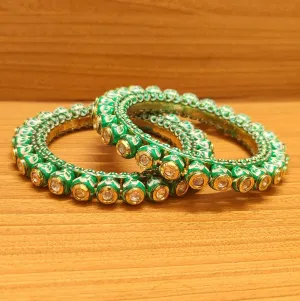 ROYAL GREEN KUNDAN MEENAKARI RAJWADI BANGLES