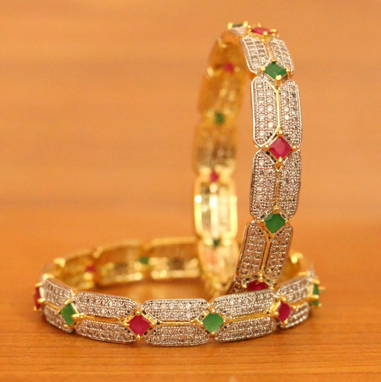 RUBY & EMERALD DIAMOND LOOK FINE BANGLES