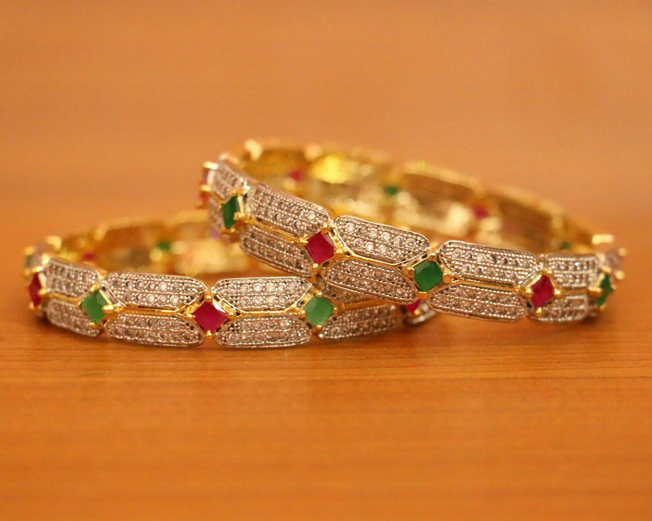 RUBY & EMERALD DIAMOND LOOK FINE BANGLES