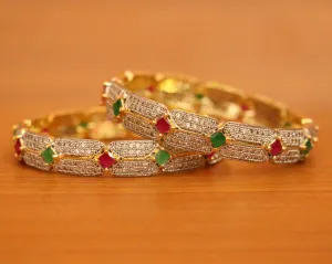 RUBY & EMERALD DIAMOND LOOK FINE BANGLES