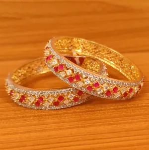 RUBY PRINCESS CUT CZ STUDDED DIAMOND LOOK BANGLES