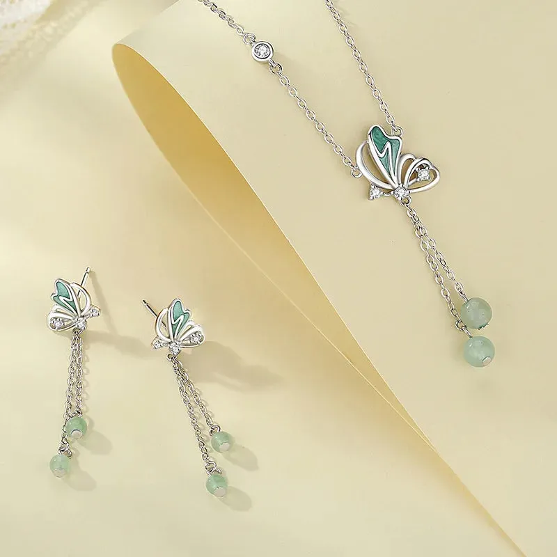 S925 Silver Butterfly Tassel Earrings