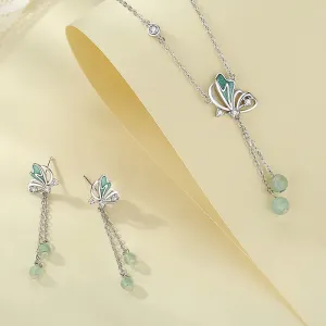 S925 Silver Butterfly Tassel Earrings