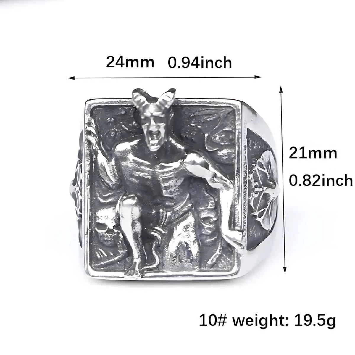Satanic Baphomet Relief Ring