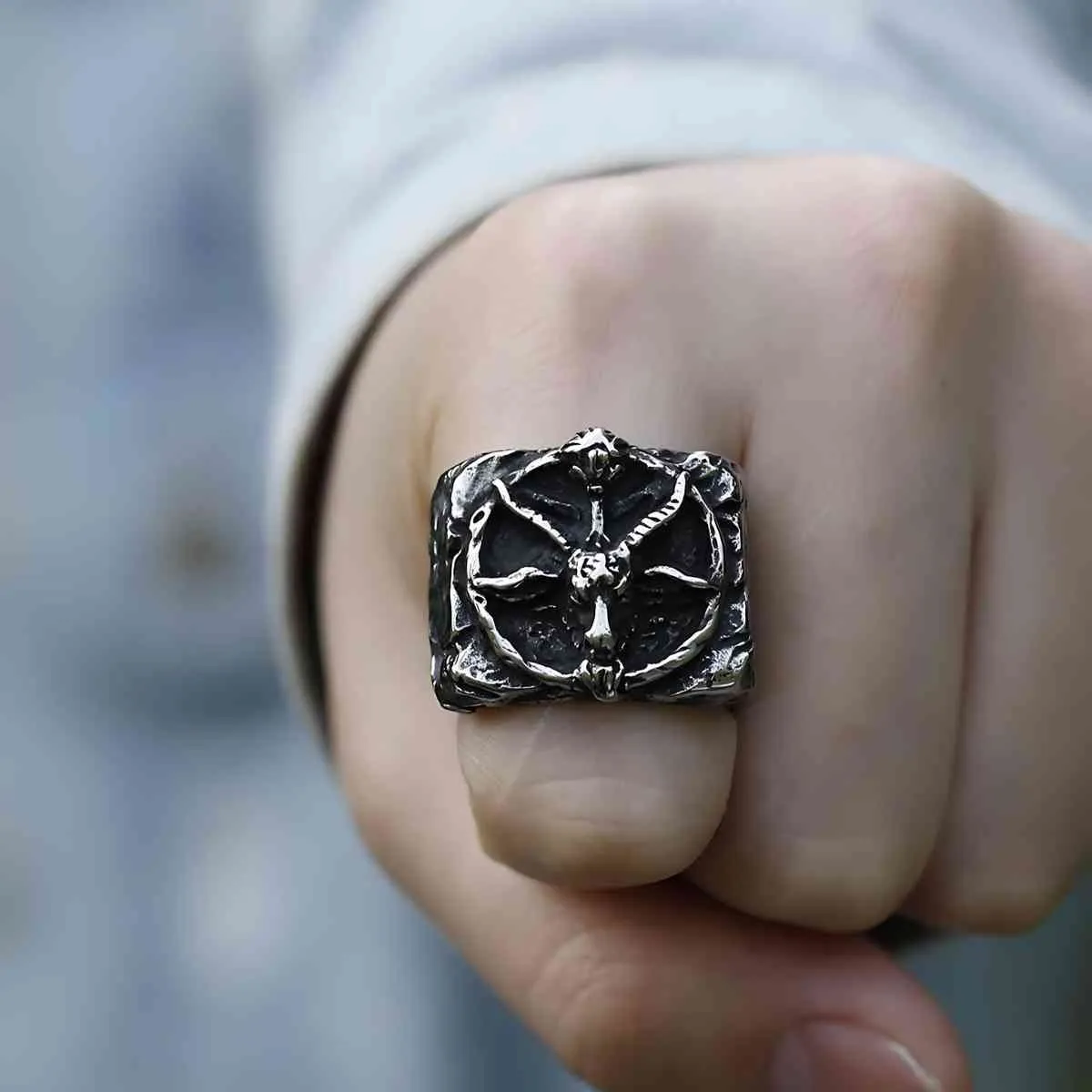 Satanic Goat Head Ring