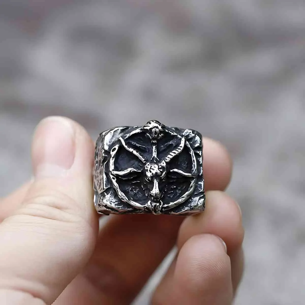 Satanic Goat Head Ring