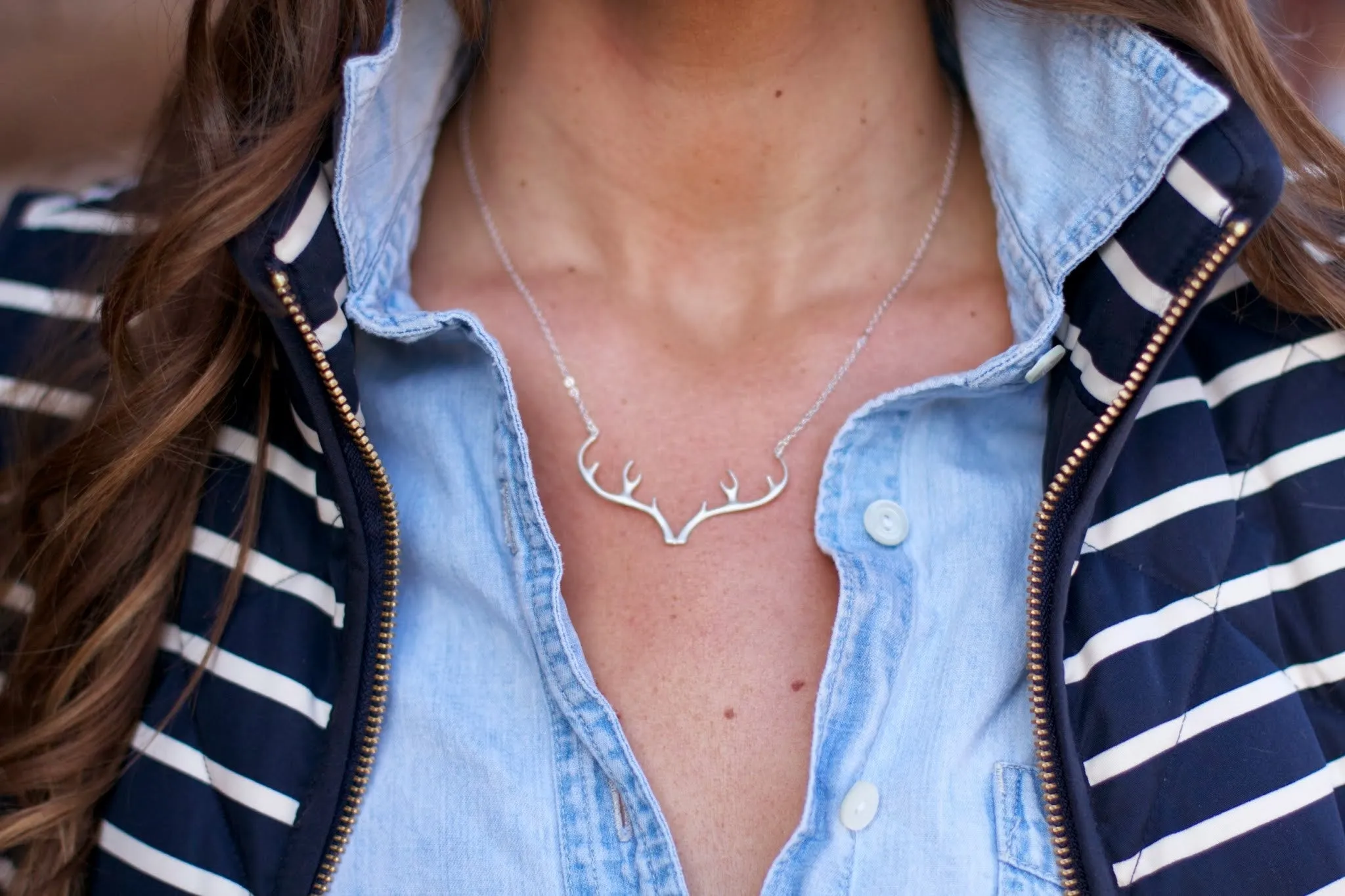 Silver Antler Necklace