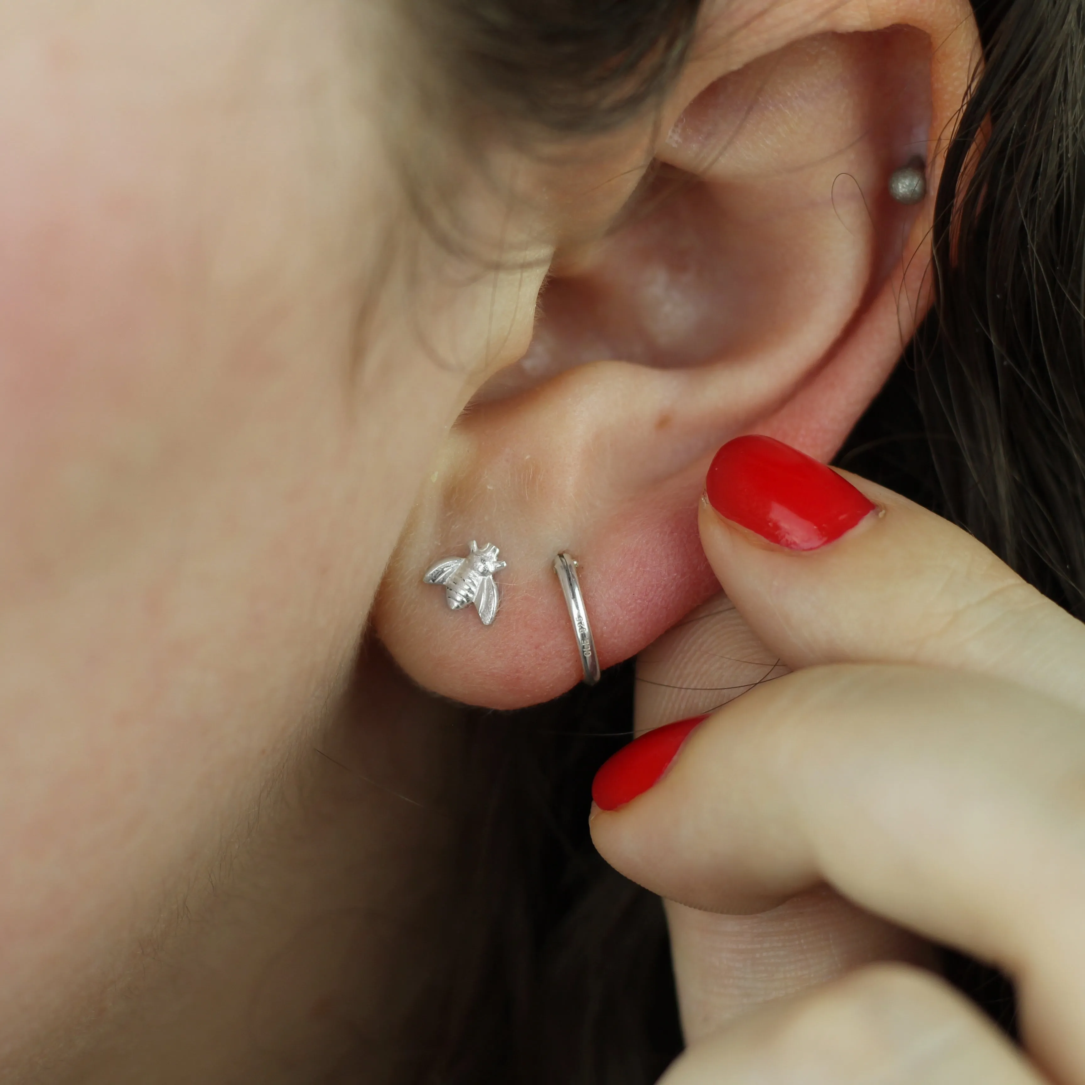 Silver Bee Studs