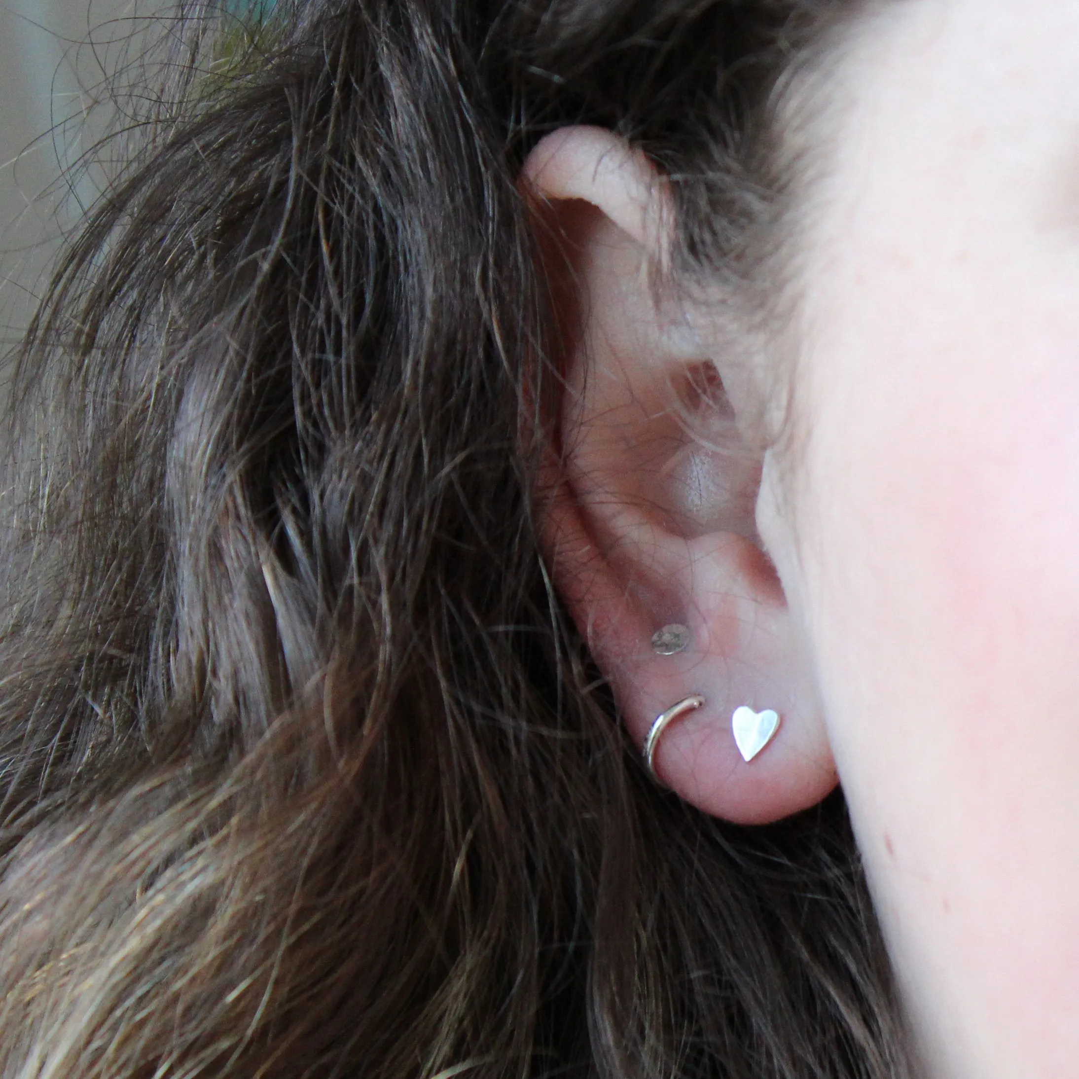 Silver Heart Studs