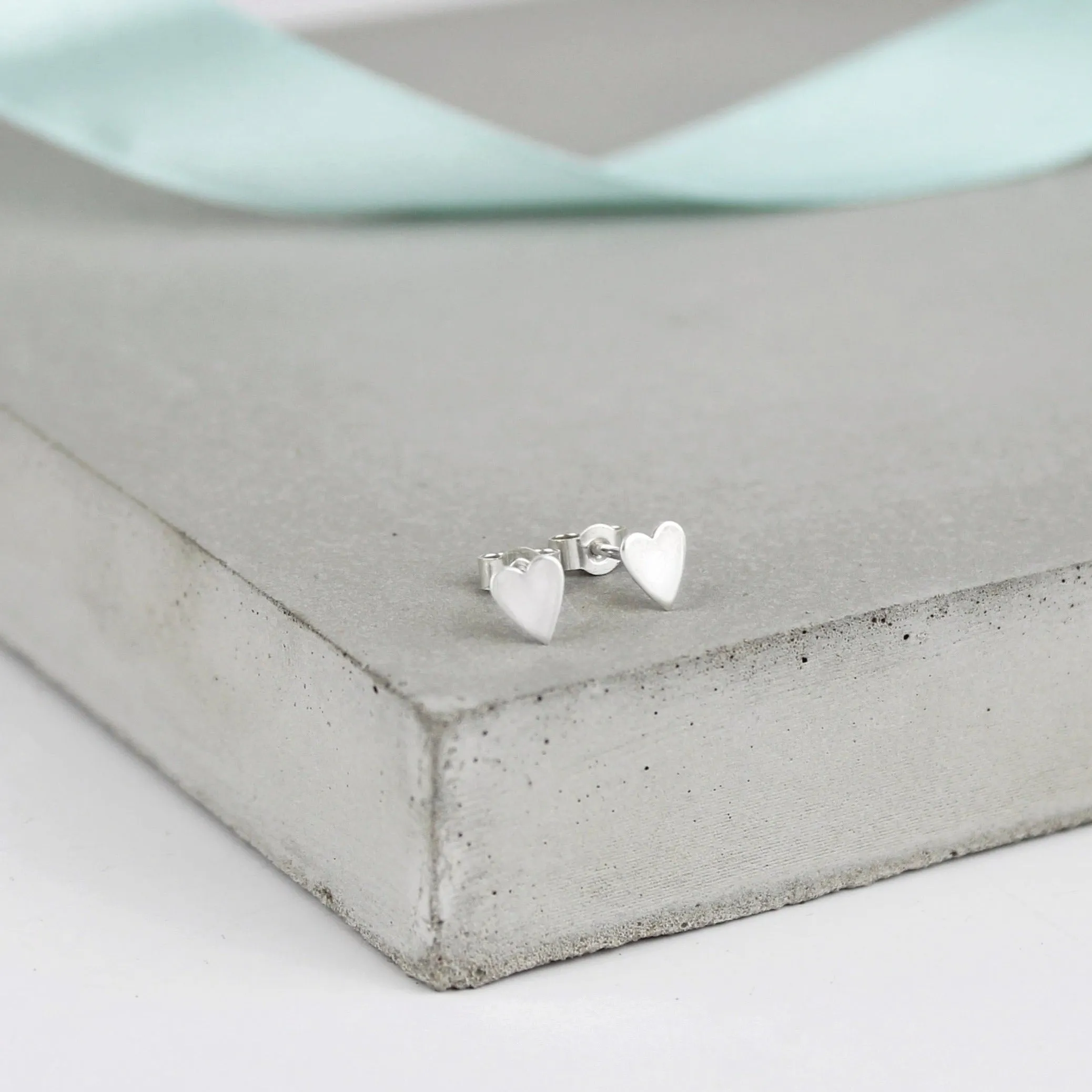 Silver Heart Studs
