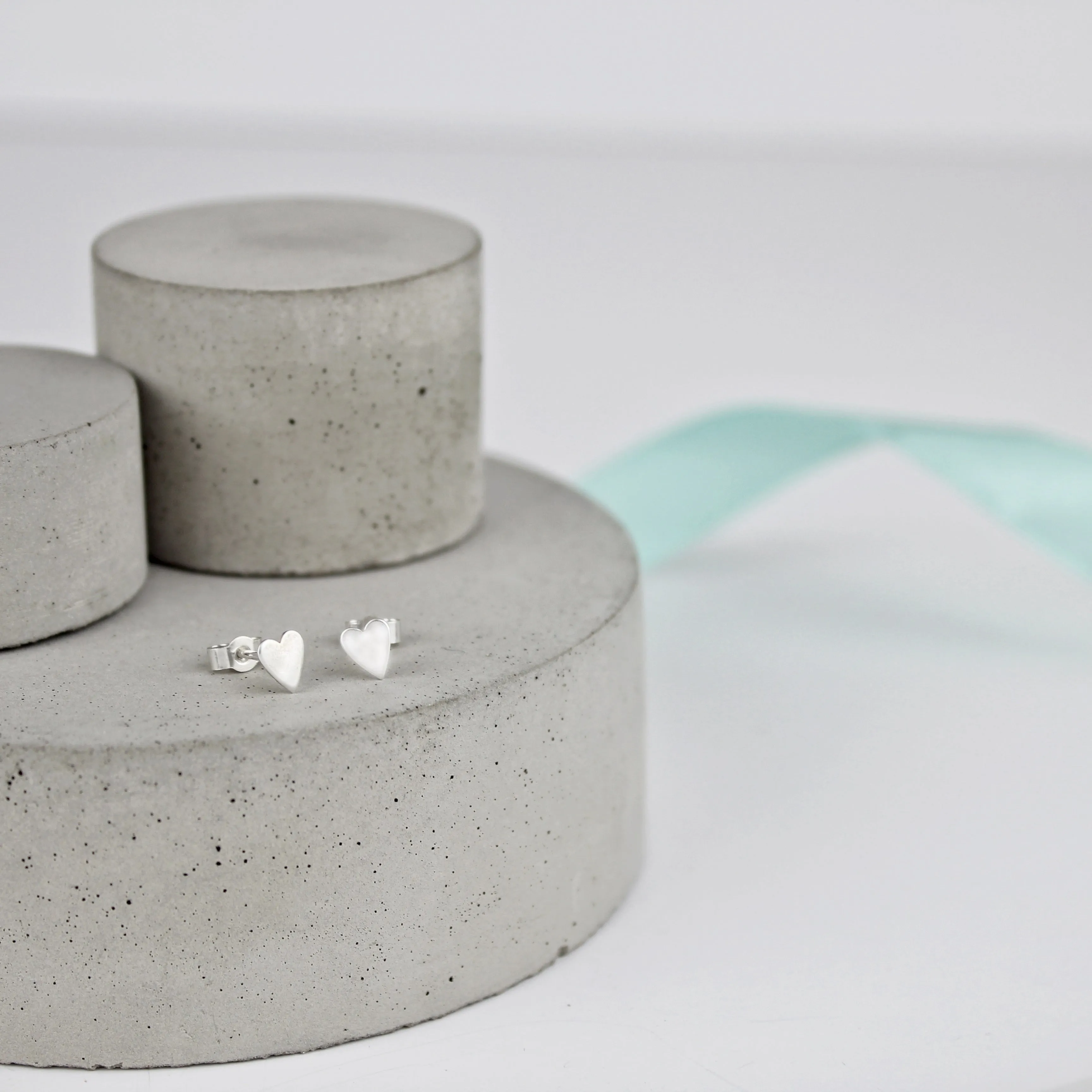 Silver Heart Studs