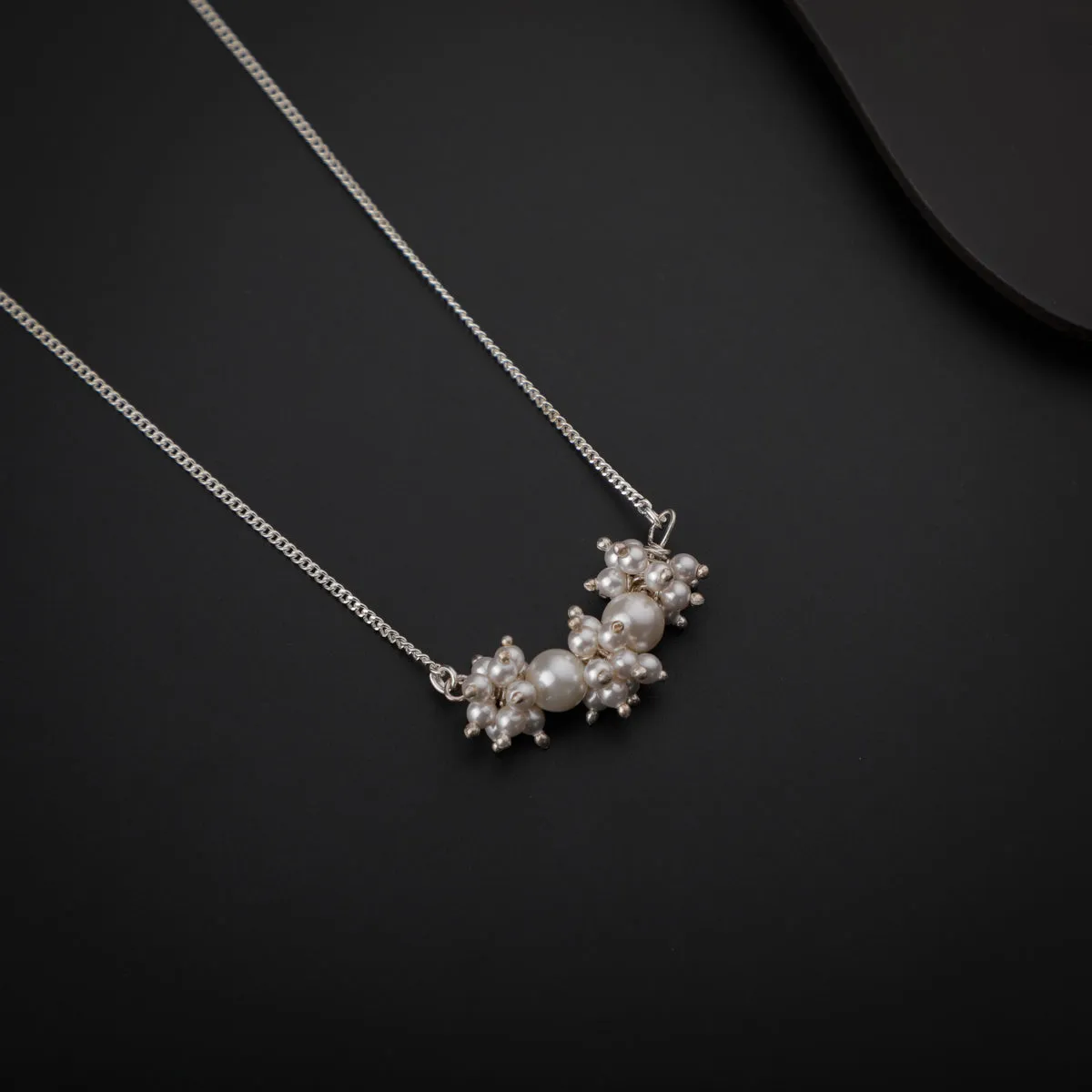 Silver Necklace with Pearl Bunch