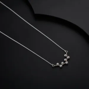 Silver Pearl Motif Chain Necklace