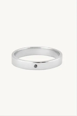 Single Black Diamond White Gold Band