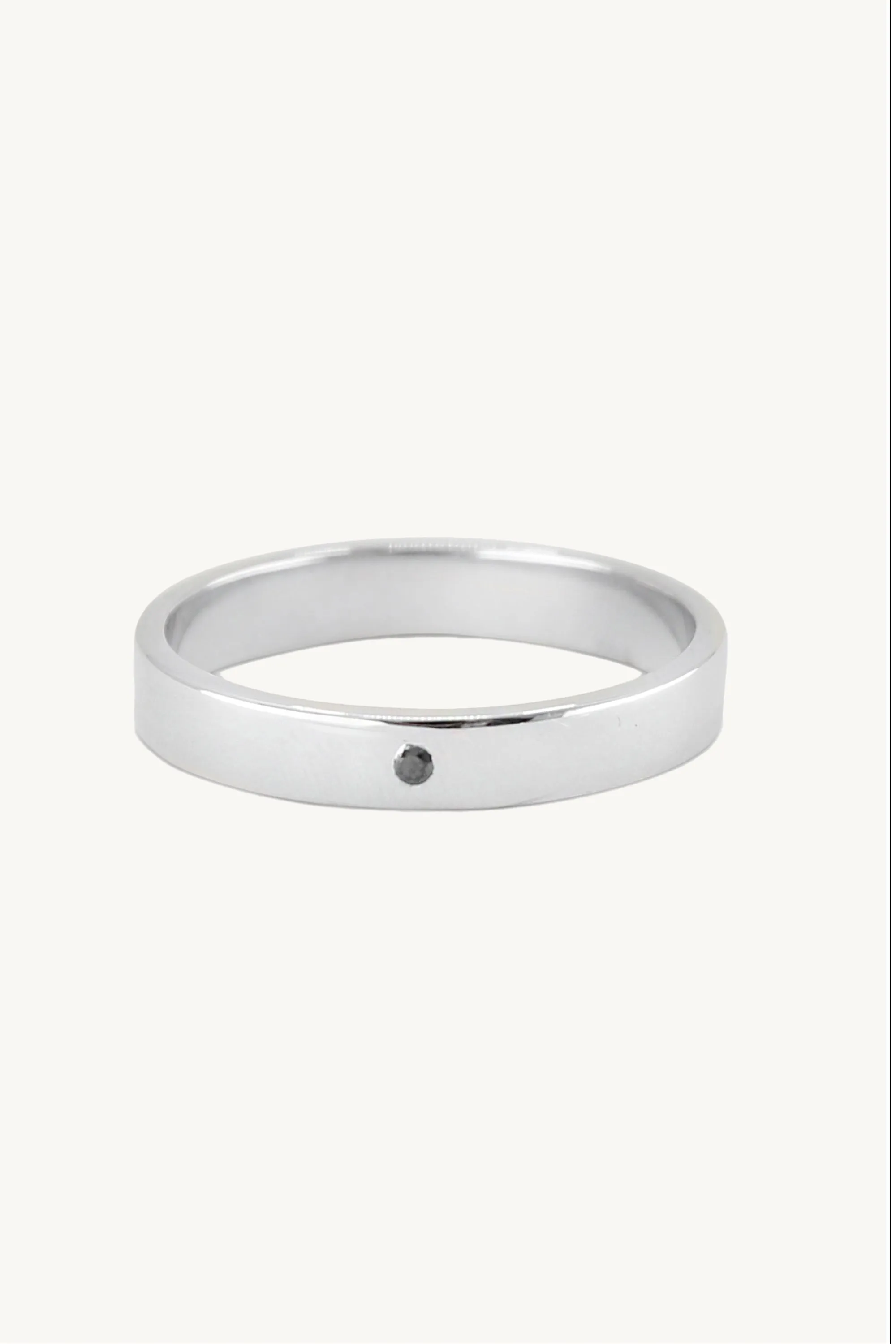 Single Black Diamond White Gold Band
