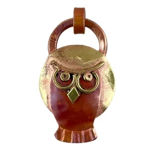 Small Copper Owl with "Golden" Moon Pendant