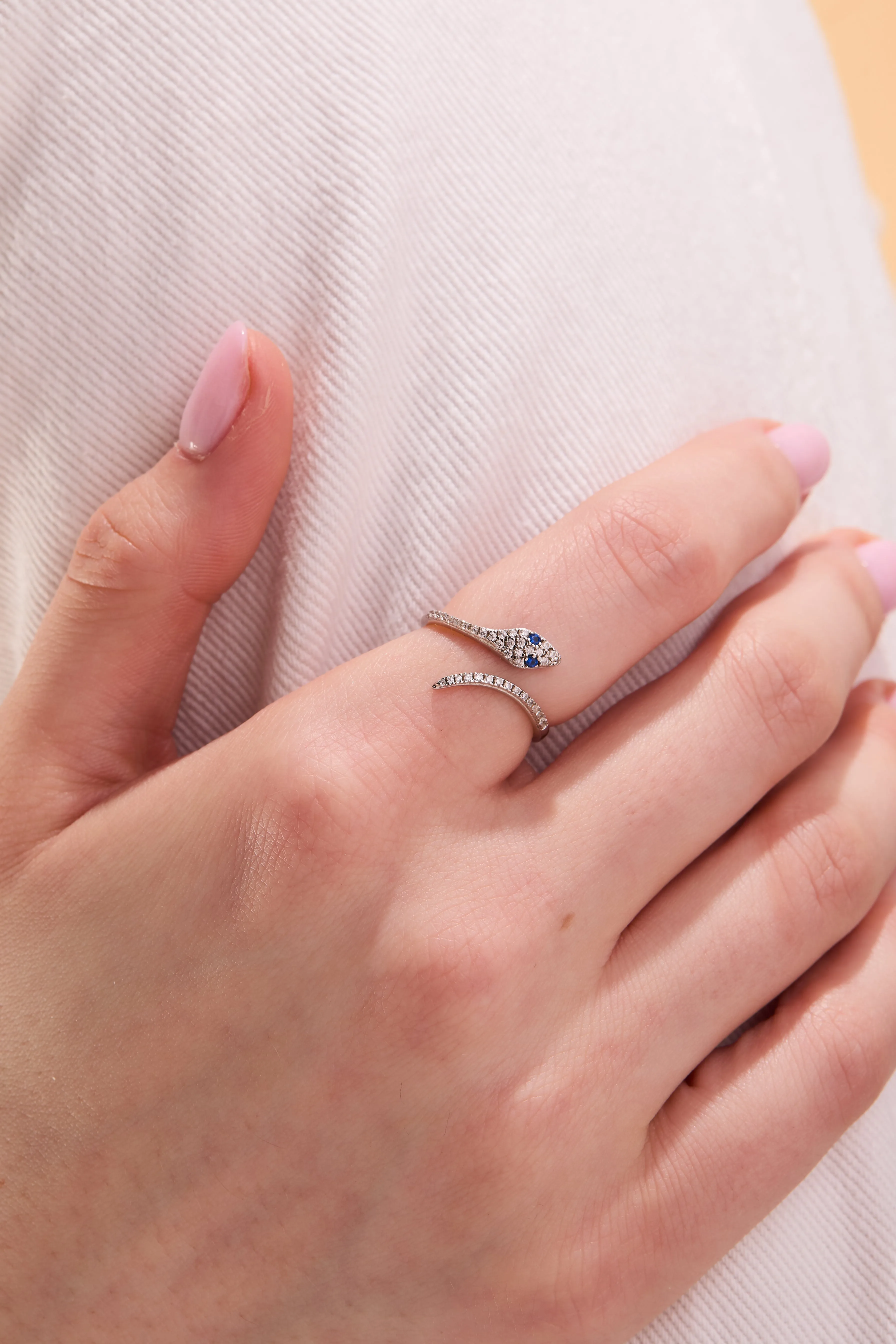 Snake Silver Adjustable Ring W.