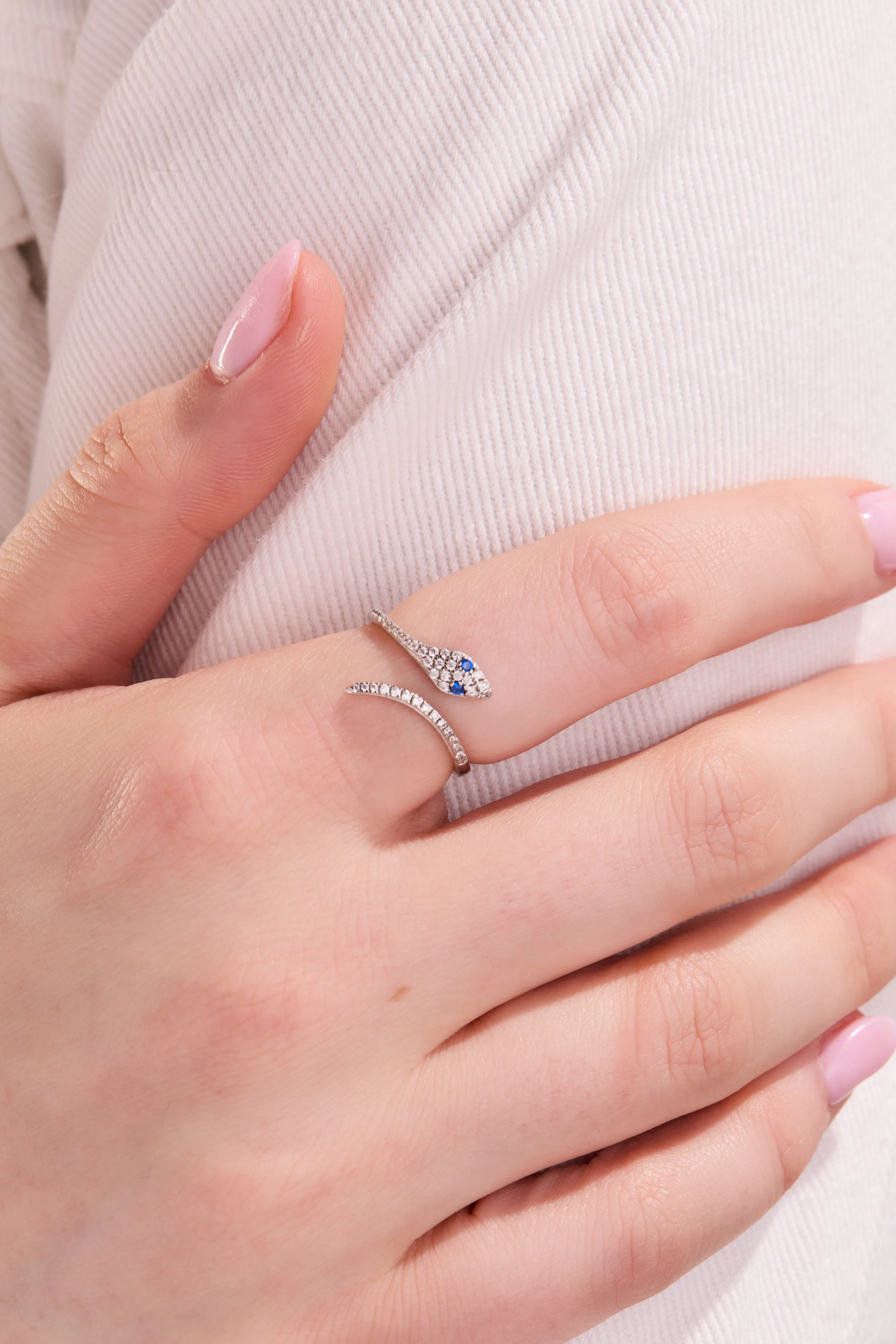 Snake Silver Adjustable Ring W.