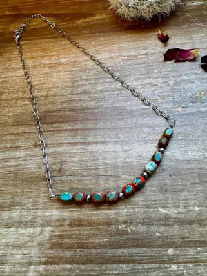 Spiny Oyster Turquoise Beaded Chain Necklace