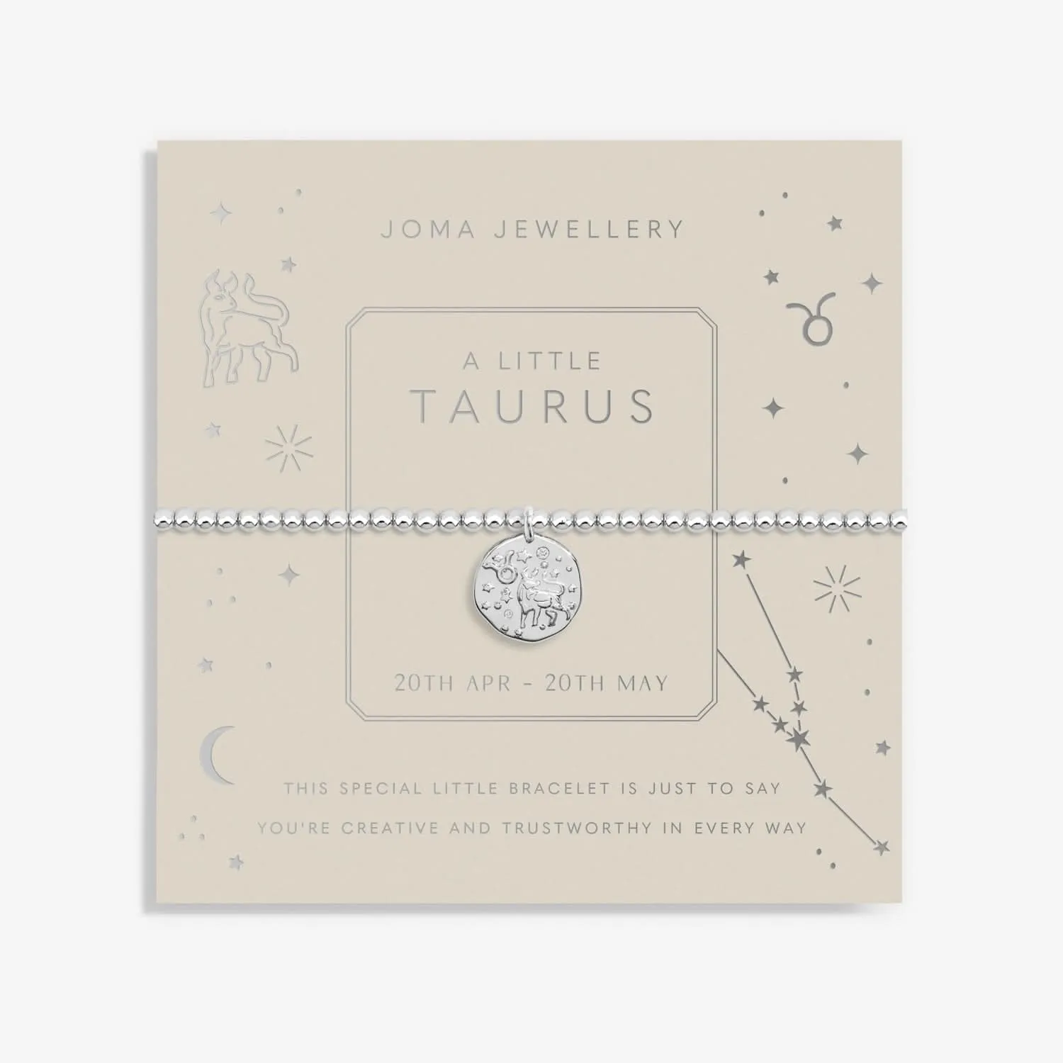Star Sign A Little Taurus Silver Plated Bracelet 7445