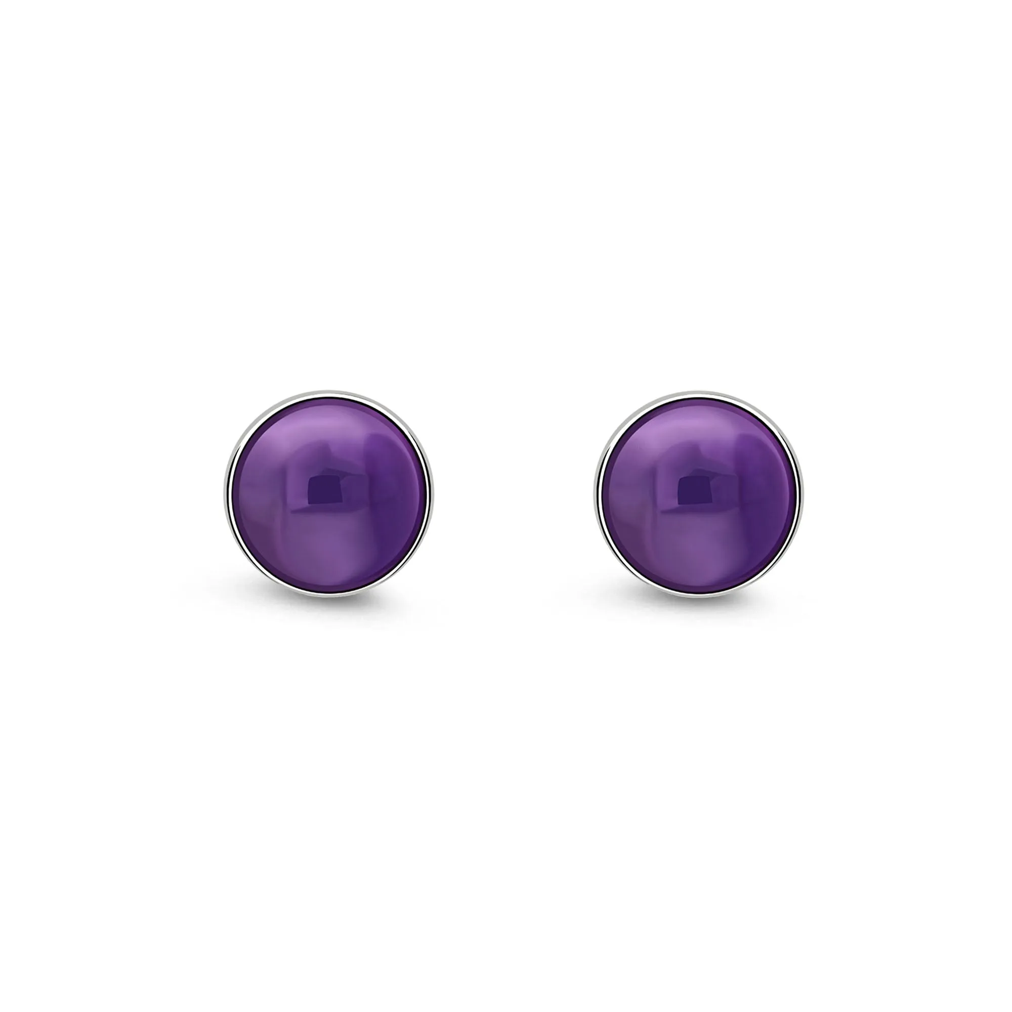 Sterling Silver Amethyst 8mm Round Stud Earrings