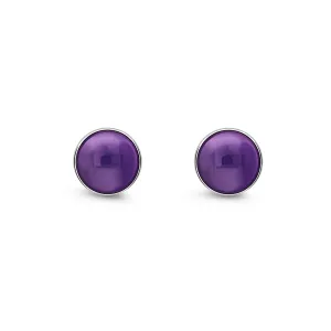 Sterling Silver Amethyst 8mm Round Stud Earrings