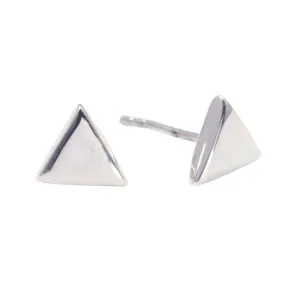 Sterling Silver Flat Triangle Stud Earrings - Simple Geometric Studs